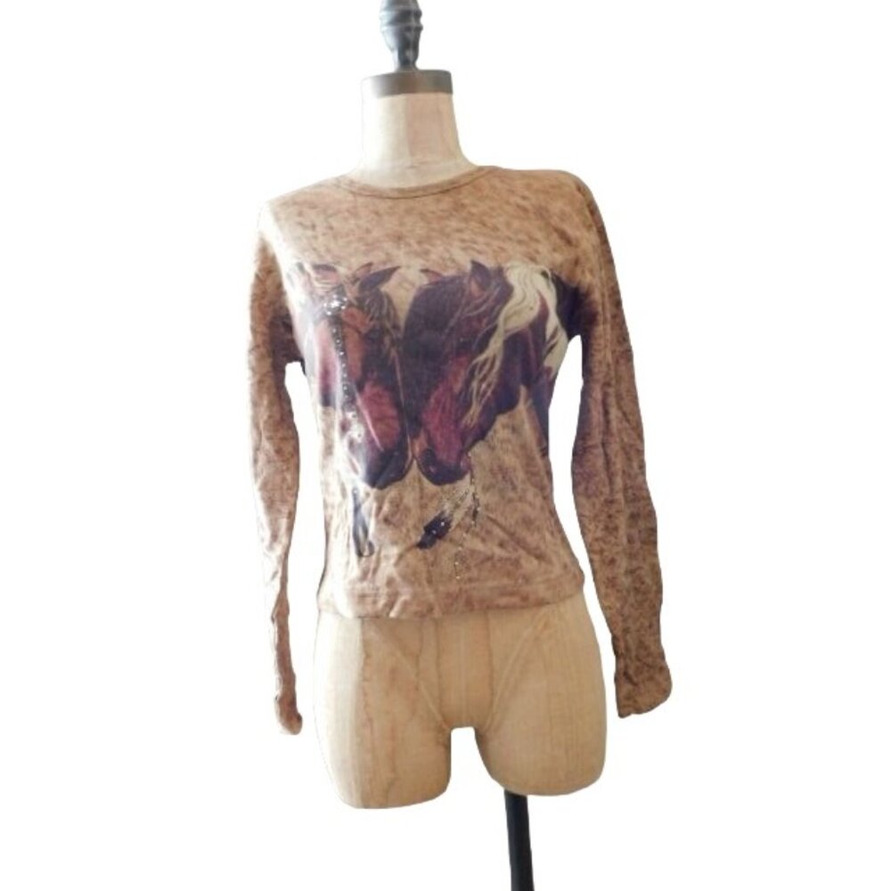Gordon & James Size S Small Western Cropped Bling LS Top NWT